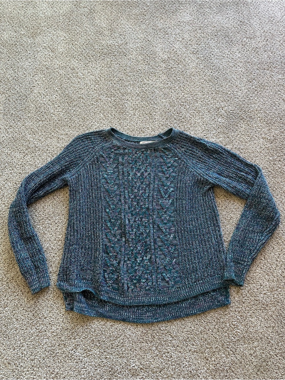 Faded Glory Women’s XL 16-18 Blue/Purple Heathered Knit Crewneck Sweater